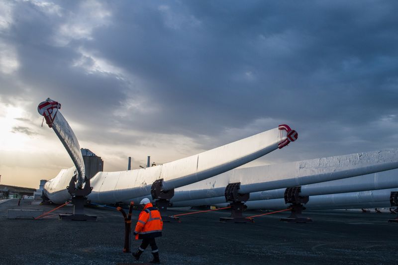 Wind turbine blades at the Siemens Gamesa Renewabl